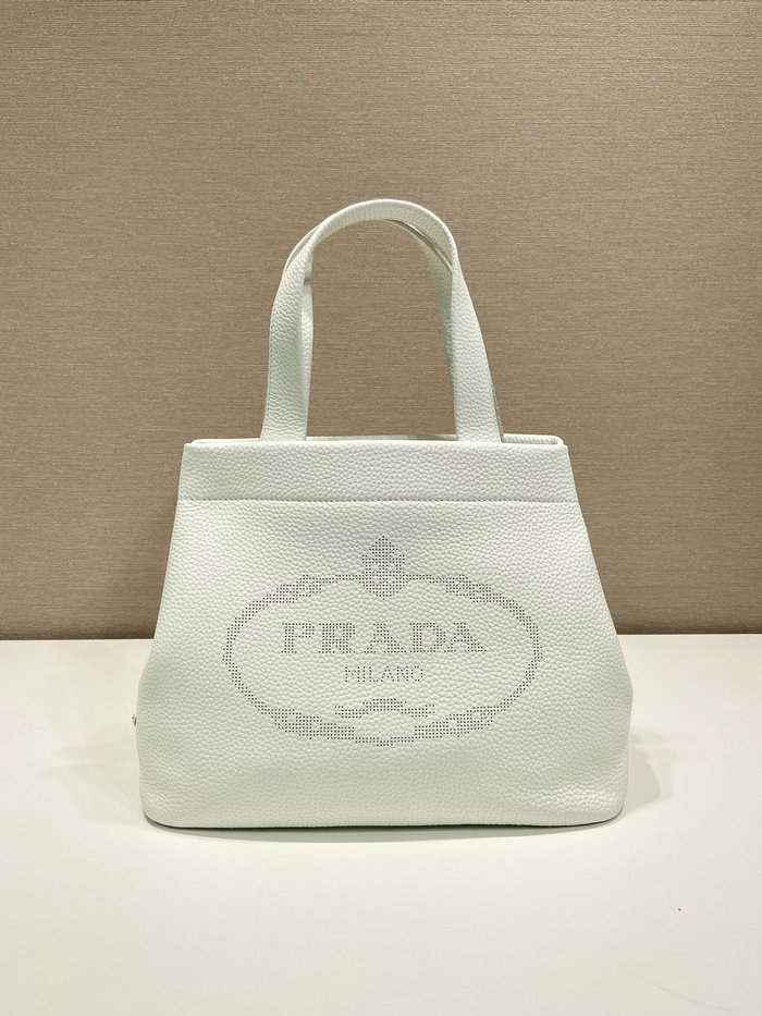 Prada Carved Logo Tote Bag White 1BC384