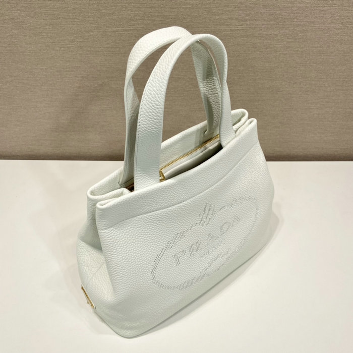 Prada Carved Logo Tote Bag White 1BC384