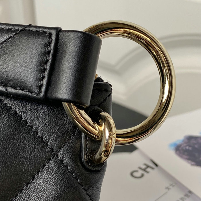 Small Chanel Calfskin Hobo Bag Black AS4347