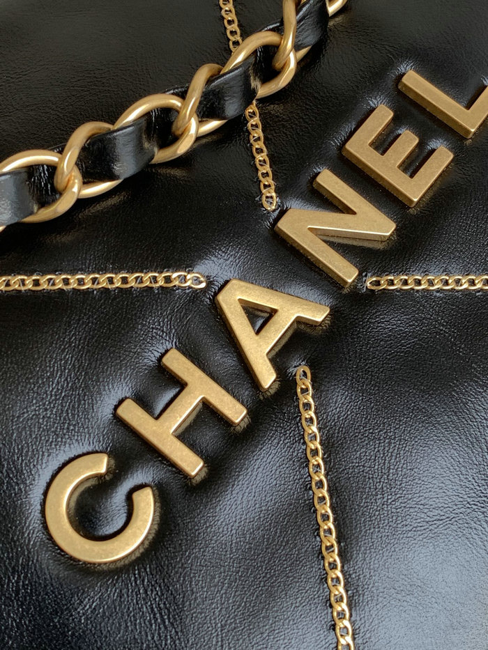 Small Chanel Shiny Calfskin 22 Handbag Black AS3260