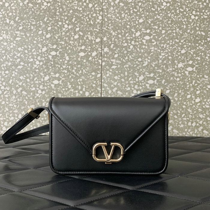 Small Valentino Garavani Shoulder Letter Bag Black V5082