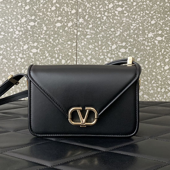 Small Valentino Garavani Shoulder Letter Bag Black V5082