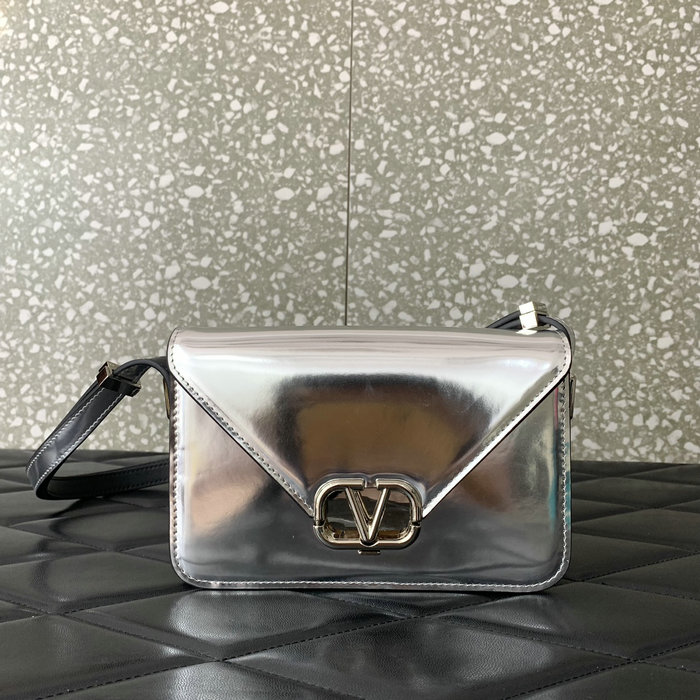 Small Valentino Garavani Shoulder Letter Bag Silver V5082