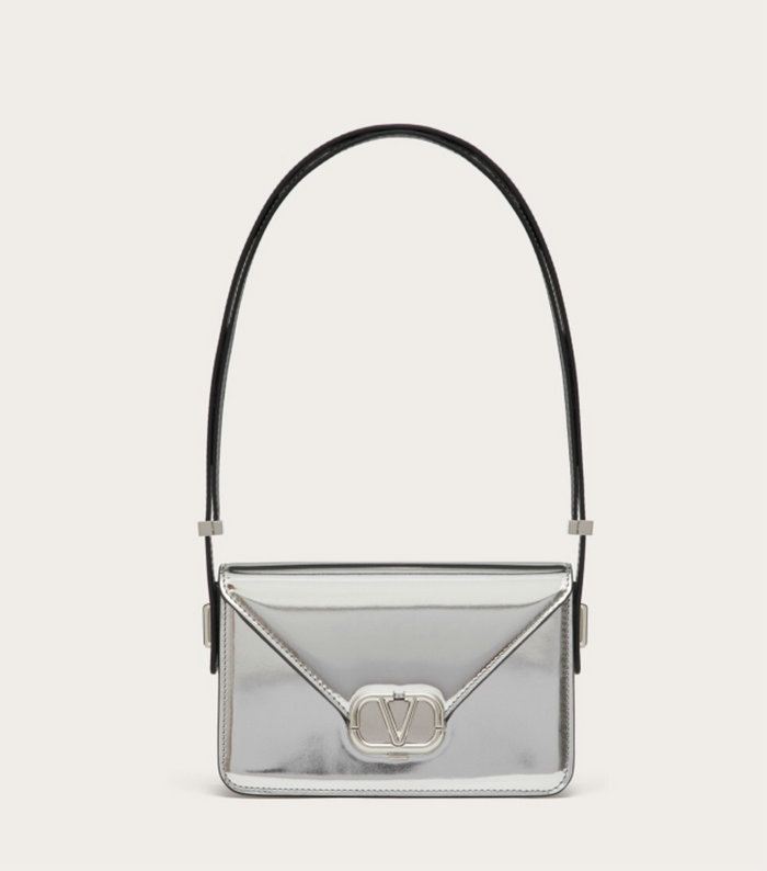 Small Valentino Garavani Shoulder Letter Bag Silver V5082