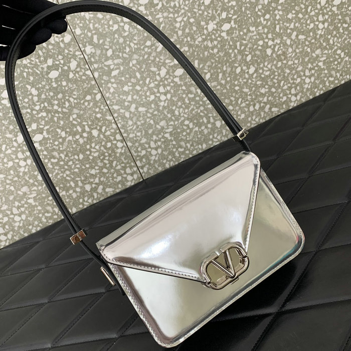 Small Valentino Garavani Shoulder Letter Bag Silver V5082