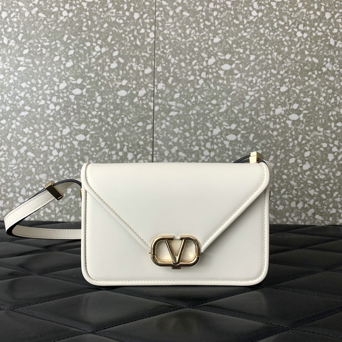 Small Valentino Garavani Shoulder Letter Bag White V5082