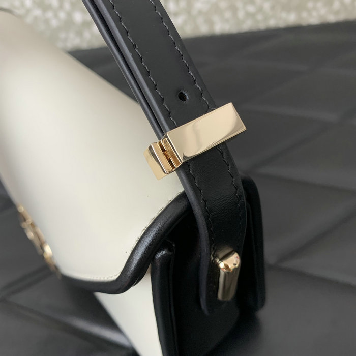 Small Valentino Garavani Shoulder Letter Bag White and Black V5082