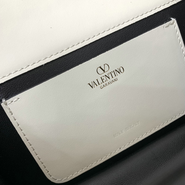 Small Valentino Garavani Shoulder Letter Bag White and Black V5082