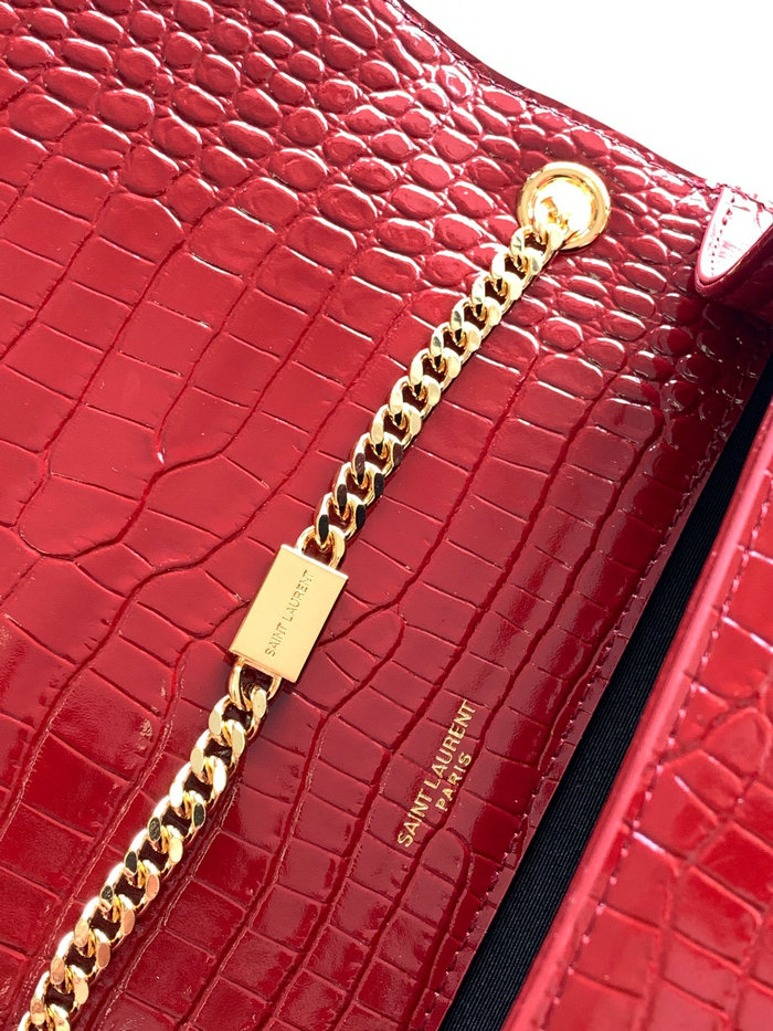 Saint Laurent Crocodile Kate 24 Chain Bag Red 354119