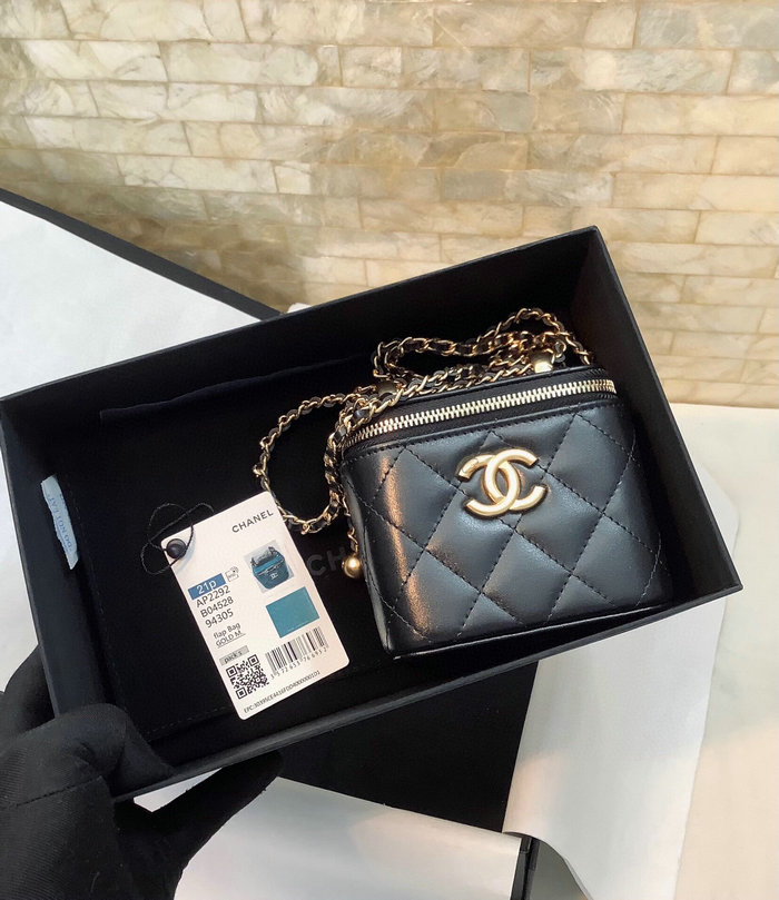 Chanel Calfskin Small Vanity With Chain Black AP2292