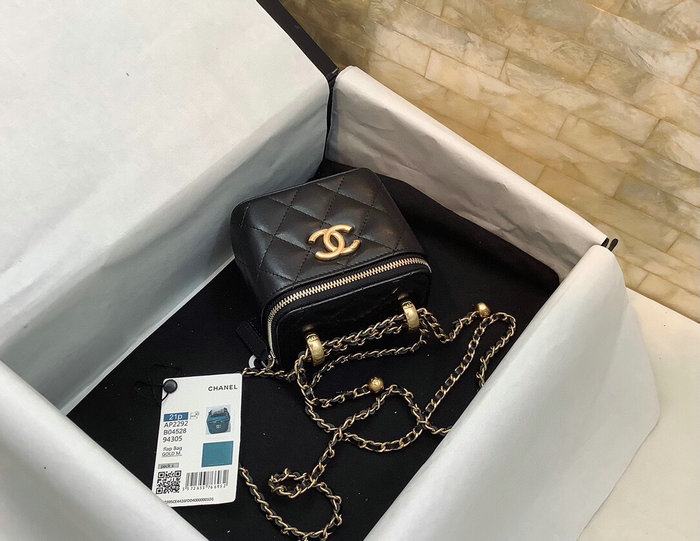 Chanel Calfskin Small Vanity With Chain Black AP2292