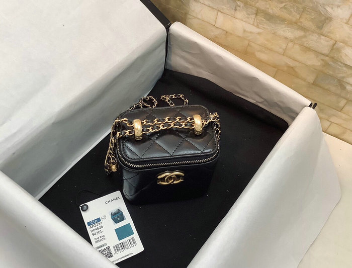 Chanel Calfskin Small Vanity With Chain Black AP2292