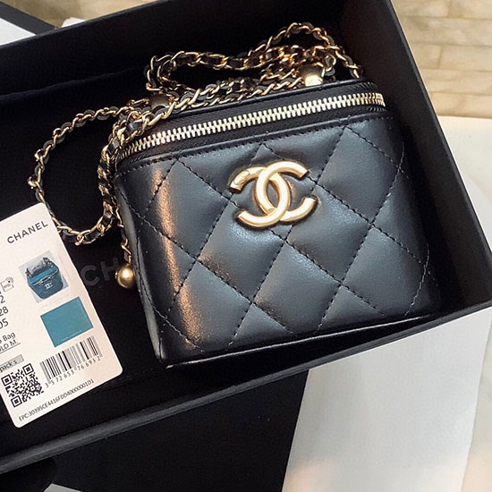 Chanel Calfskin Small Vanity With Chain Black AP2292