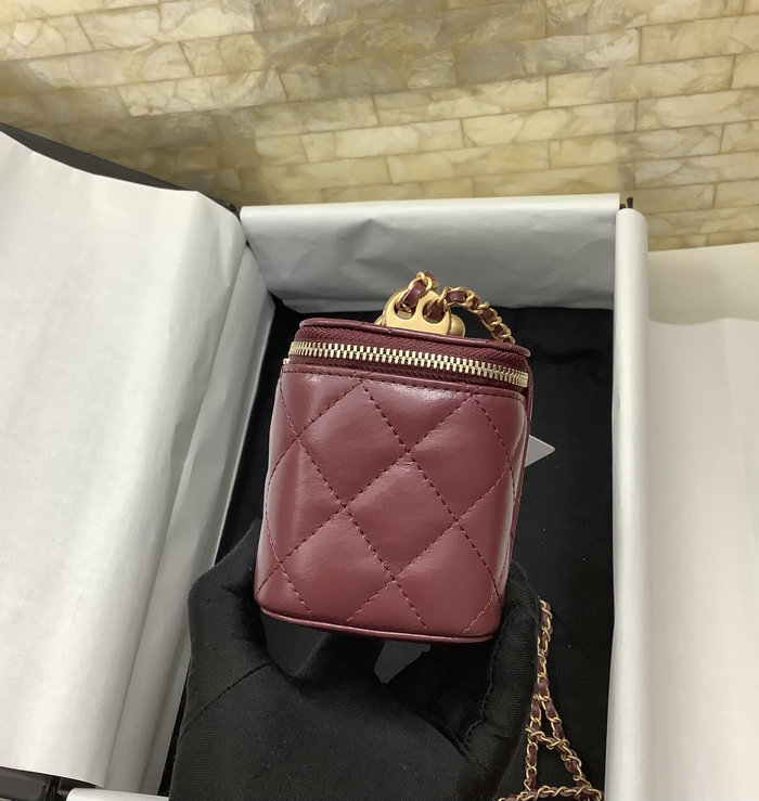 Chanel Calfskin Small Vanity With Chain Burgundy AP2292