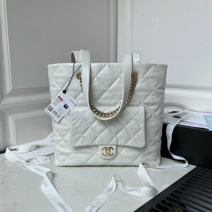 Chanel Calfskin Tote White AS4359