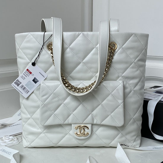 Chanel Calfskin Tote White AS4359