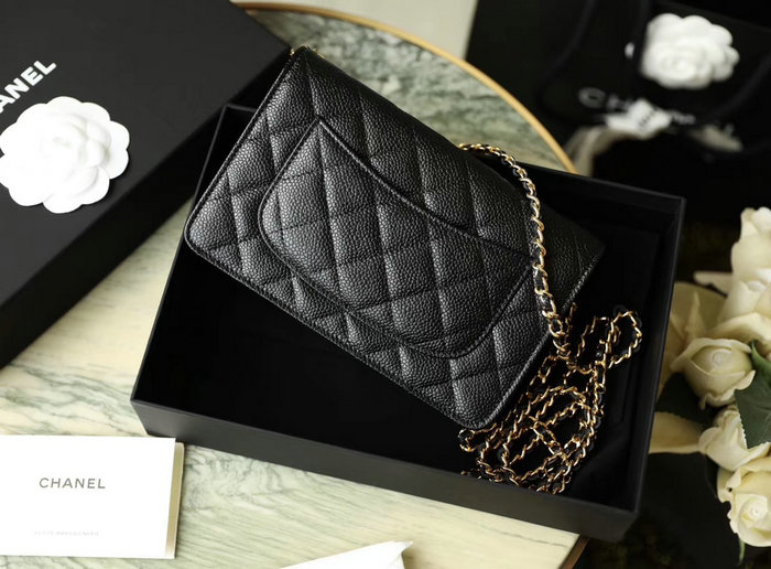 Chanel Caviar Woc Chain Wallet Black With Gold Hardware A33814