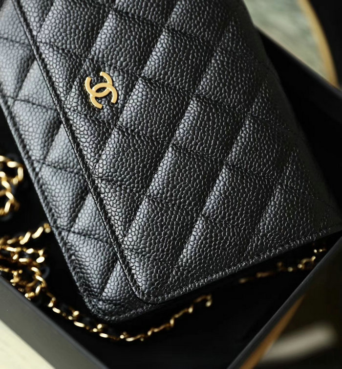 Chanel Caviar Woc Chain Wallet Black With Gold Hardware A33814