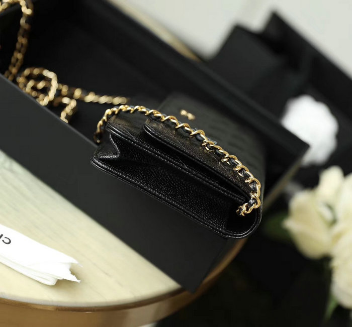 Chanel Caviar Woc Chain Wallet Black With Gold Hardware A33814