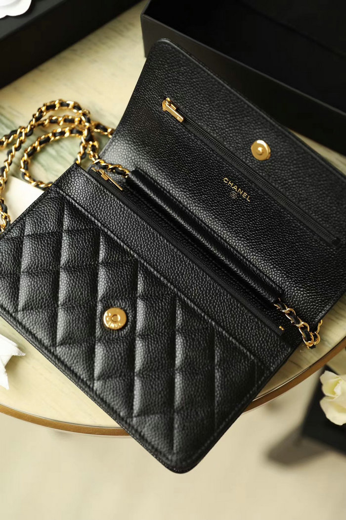 Chanel Caviar Woc Chain Wallet Black With Gold Hardware A33814