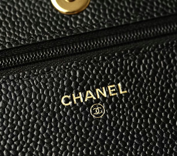 Chanel Caviar Woc Chain Wallet Black With Gold Hardware A33814