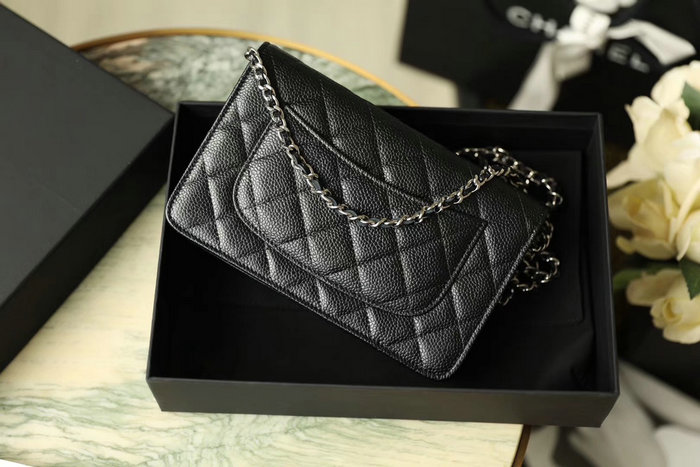 Chanel Caviar Woc Chain Wallet Black With Silver Hardware A33814