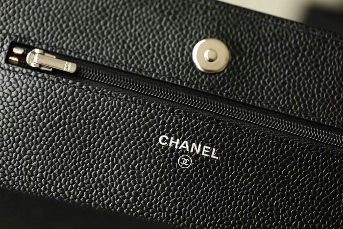 Chanel Caviar Woc Chain Wallet Black With Silver Hardware A33814