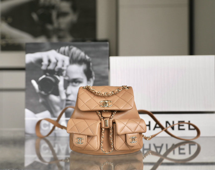Chanel Small Backpack Brown AS3787