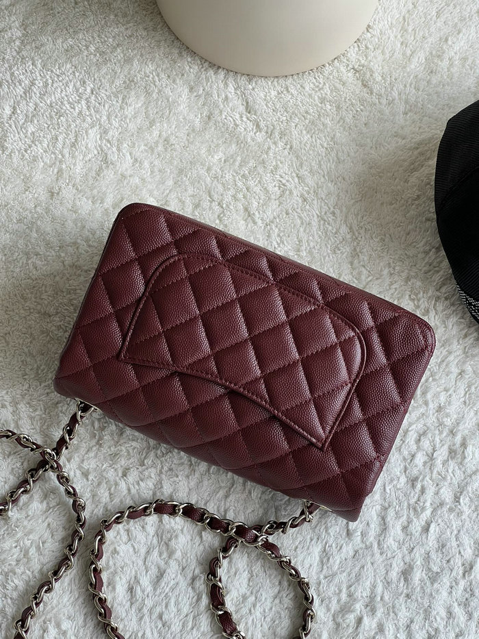 Classic Chanel Grain Calfskin Small Flap Bag Burgundy CF1116