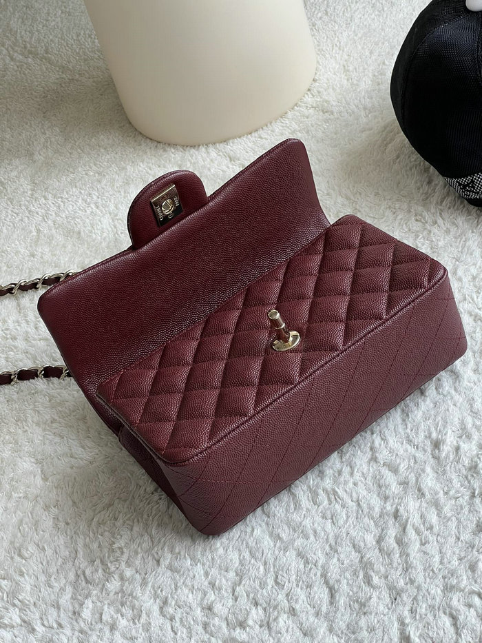 Classic Chanel Grain Calfskin Small Flap Bag Burgundy CF1116