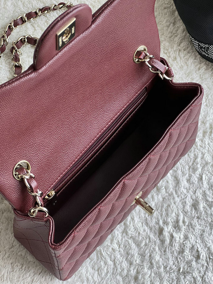 Classic Chanel Grain Calfskin Small Flap Bag Burgundy CF1116