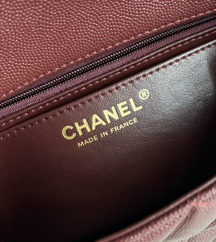 Classic Chanel Grain Calfskin Small Flap Bag Burgundy CF1116