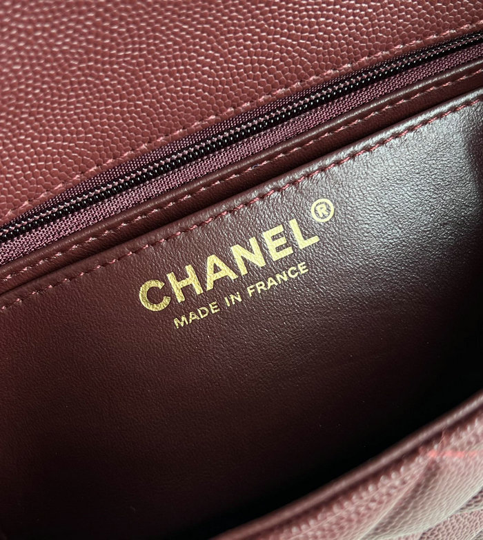 Classic Chanel Grain Calfskin Small Flap Bag Burgundy CF1116