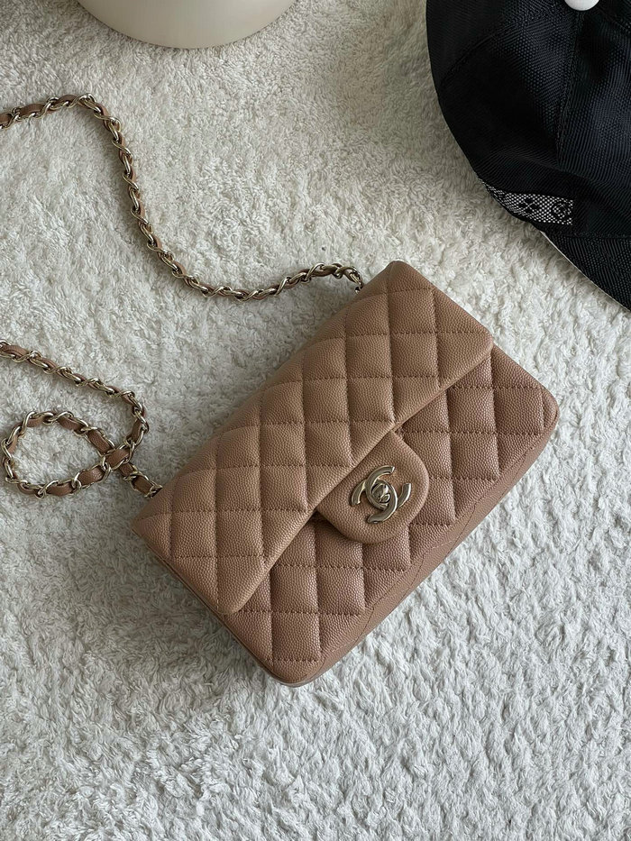 Classic Chanel Grain Calfskin Small Flap Bag Nude CF1116