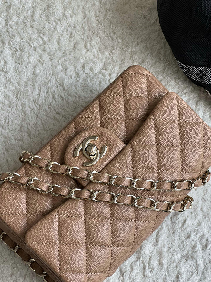 Classic Chanel Grain Calfskin Small Flap Bag Nude CF1116