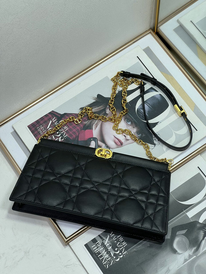 Dior Caro Colle Noire Clutch With Chain Black D8803