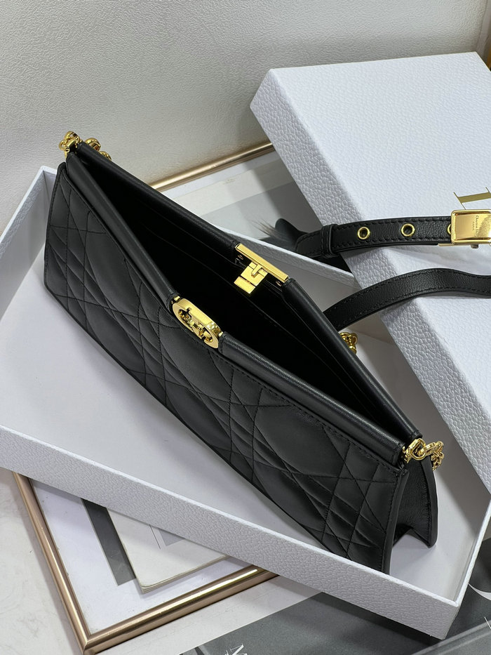 Dior Caro Colle Noire Clutch With Chain Black D8803