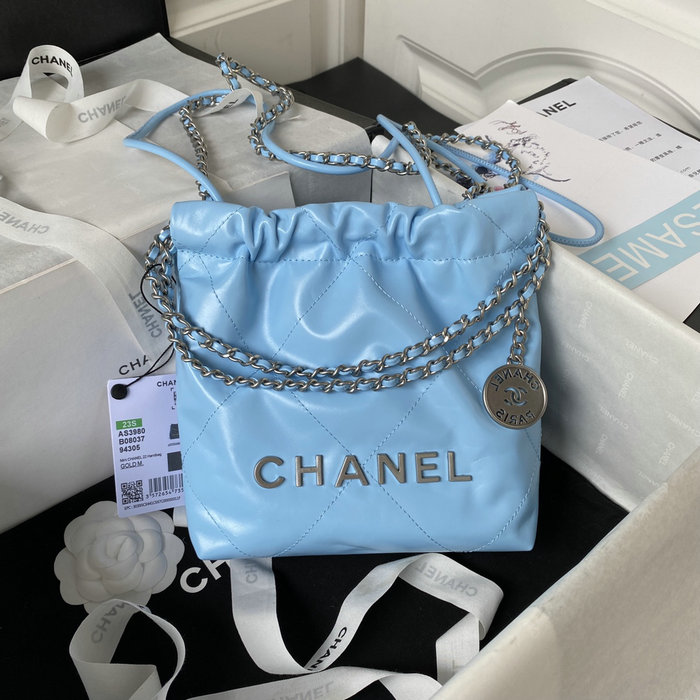 Mini Chanel 22 Handbag Blue AS3980