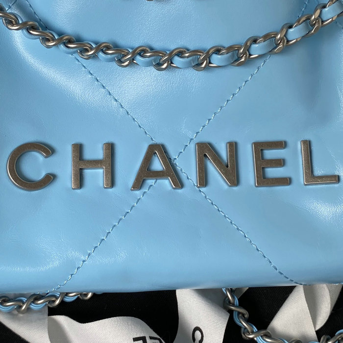 Mini Chanel 22 Handbag Blue AS3980