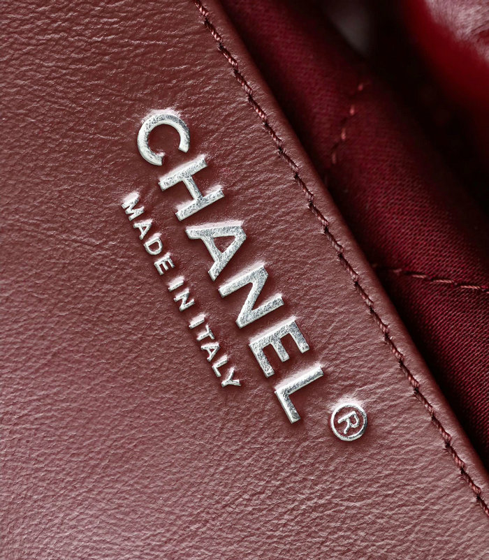 Mini Chanel 22 Handbag Burgundy AS3980