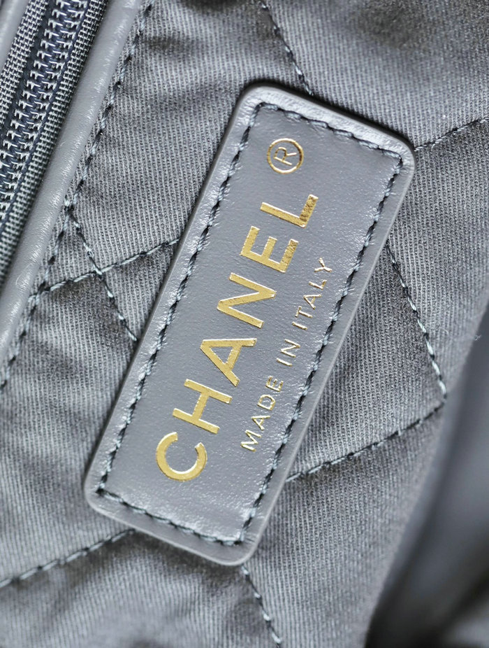 Small Chanel 22 Shiny Calfskin Handbag Grey AS3260