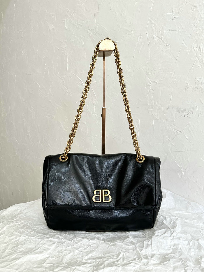 Balenciaga Monaco Small Chain Bag Black with Gold B765966