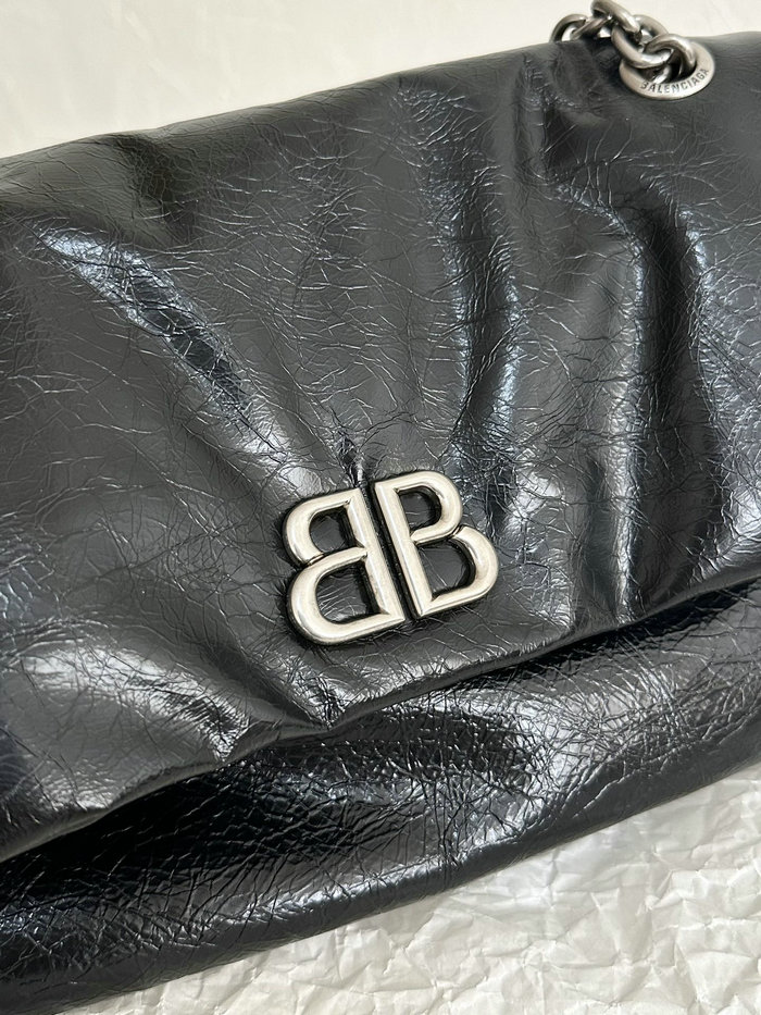 Balenciaga Monaco Small Chain Bag Black with Silver B765966