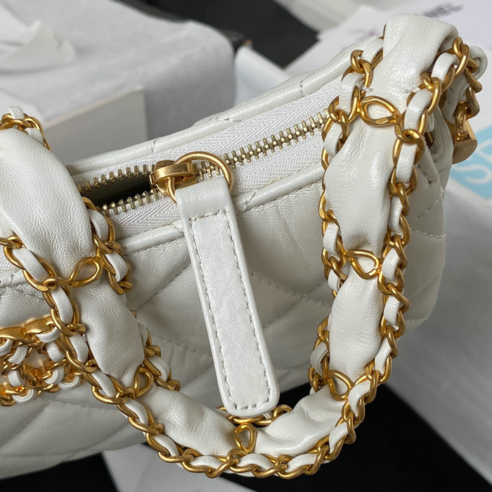 Chanel Calfskin Hobo Bag White AS4422