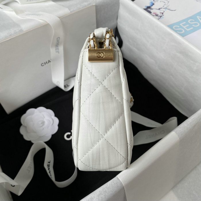 Chanel Calfskin Hobo Bag White AS4422