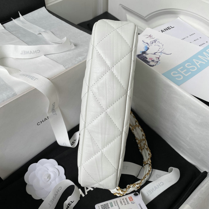Chanel Calfskin Hobo Bag White AS4422