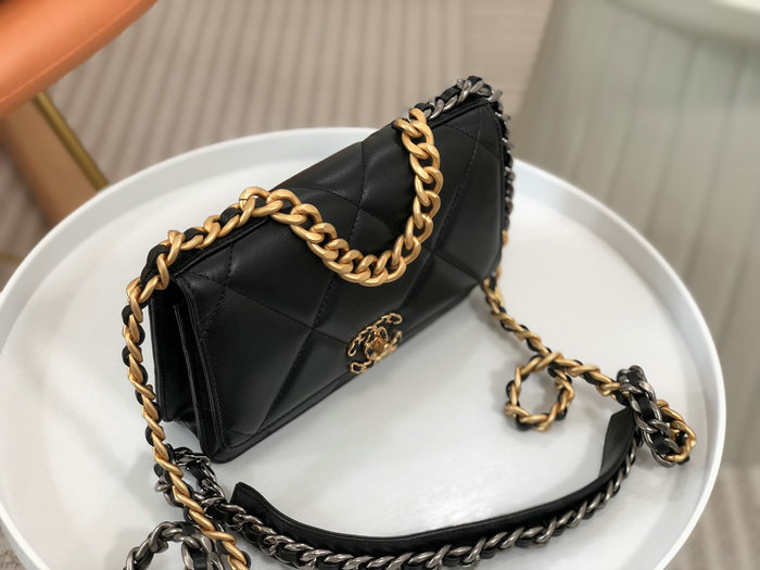 Chanel Lambskin WOC Chain Wallet Black AS0957