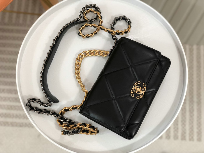 Chanel Lambskin WOC Chain Wallet Black AS0957