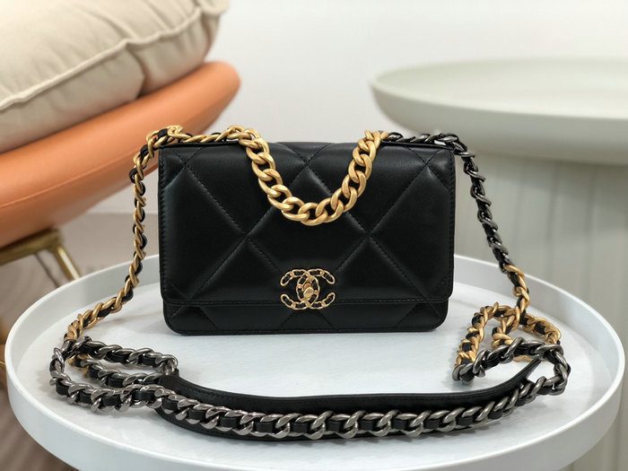 Chanel Lambskin WOC Chain Wallet Black AS0957