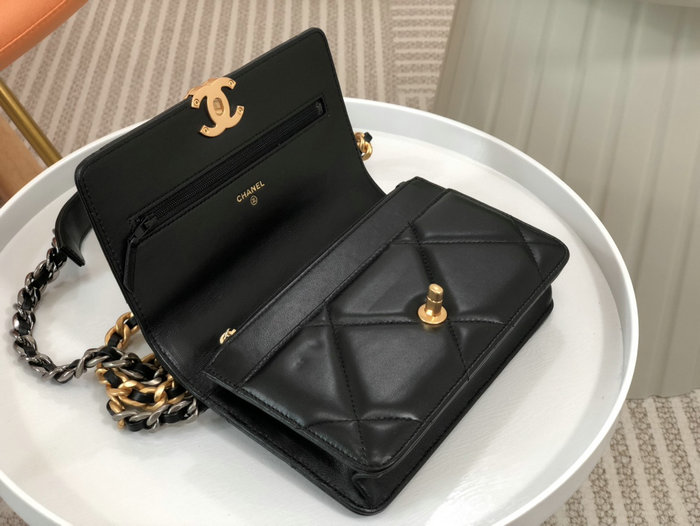 Chanel Lambskin WOC Chain Wallet Black AS0957